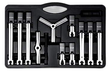 Bearing and gear puller set, two and three-jaw, cased
