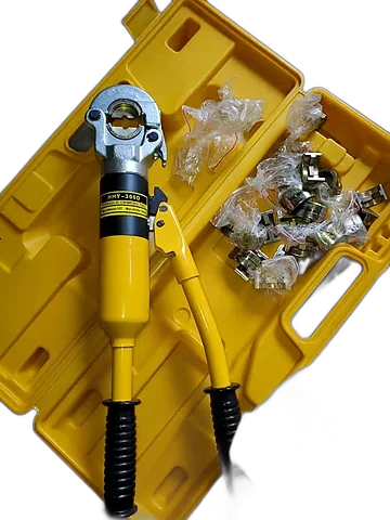 Hydraulic hand crimping tool, 16 to 300 mm², with hexagonal die set