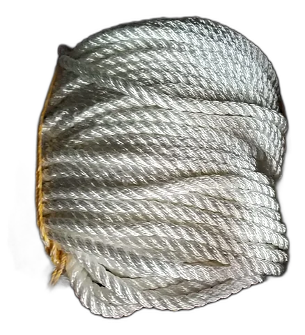 Nylon rope, 3-strand twisted, white