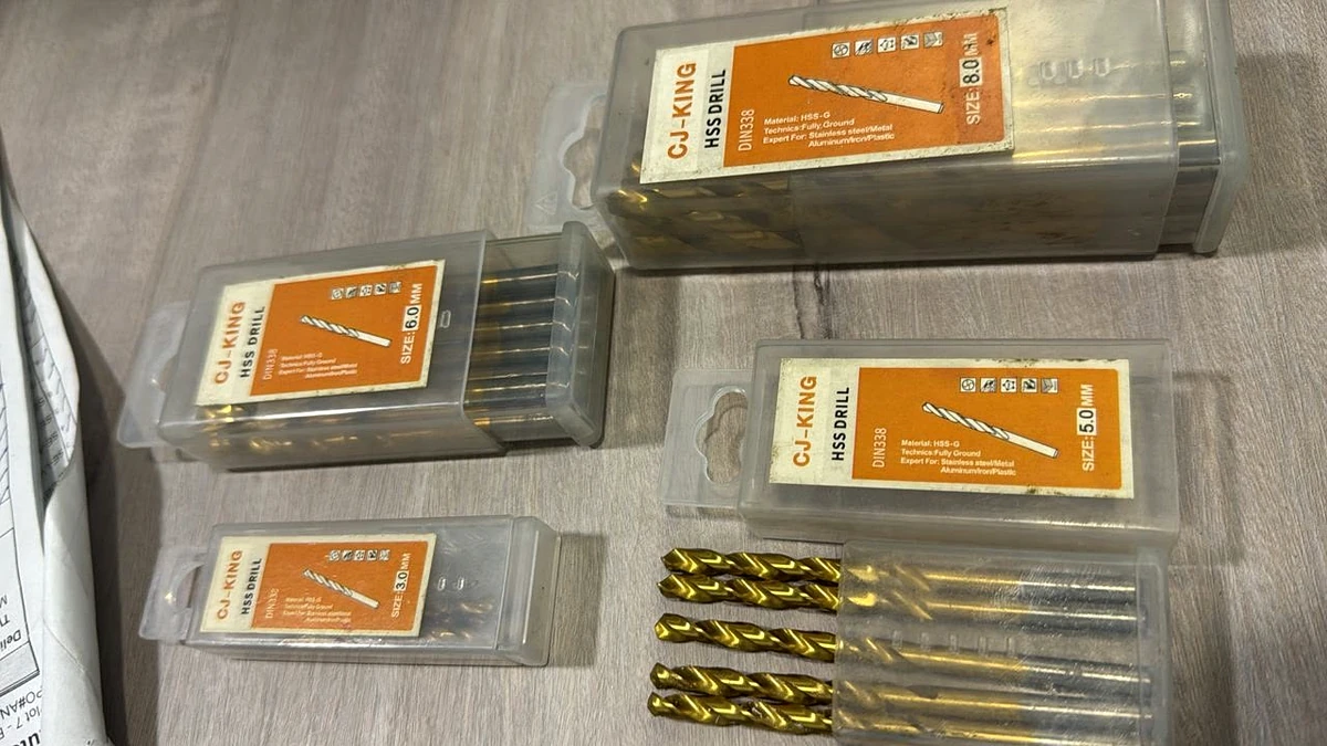 HSS twist drill bits, DIN 338, ground and titanium coated