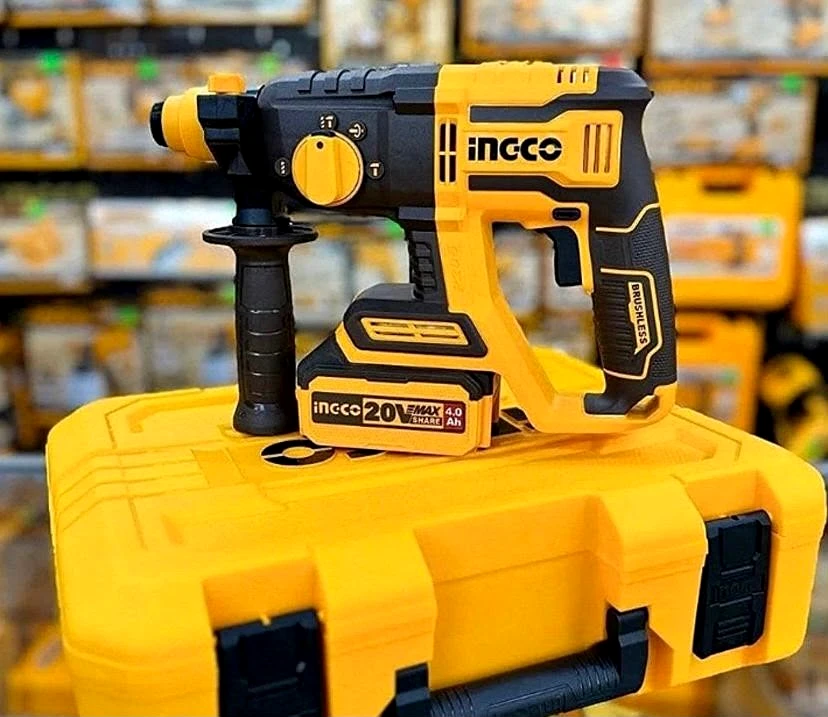 Ingco 20 V brushless SDS-plus rotary hammer, 4.0 Ah, cased