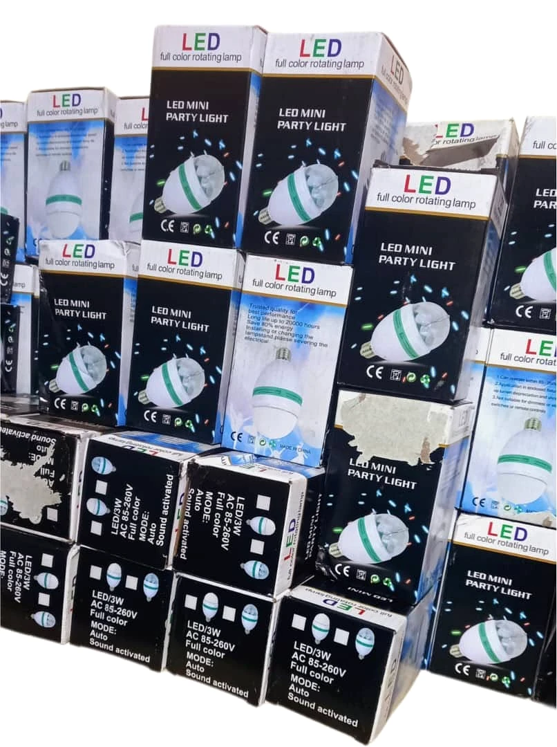 LED rotating colour lamp, 3 W, E27, sound activated