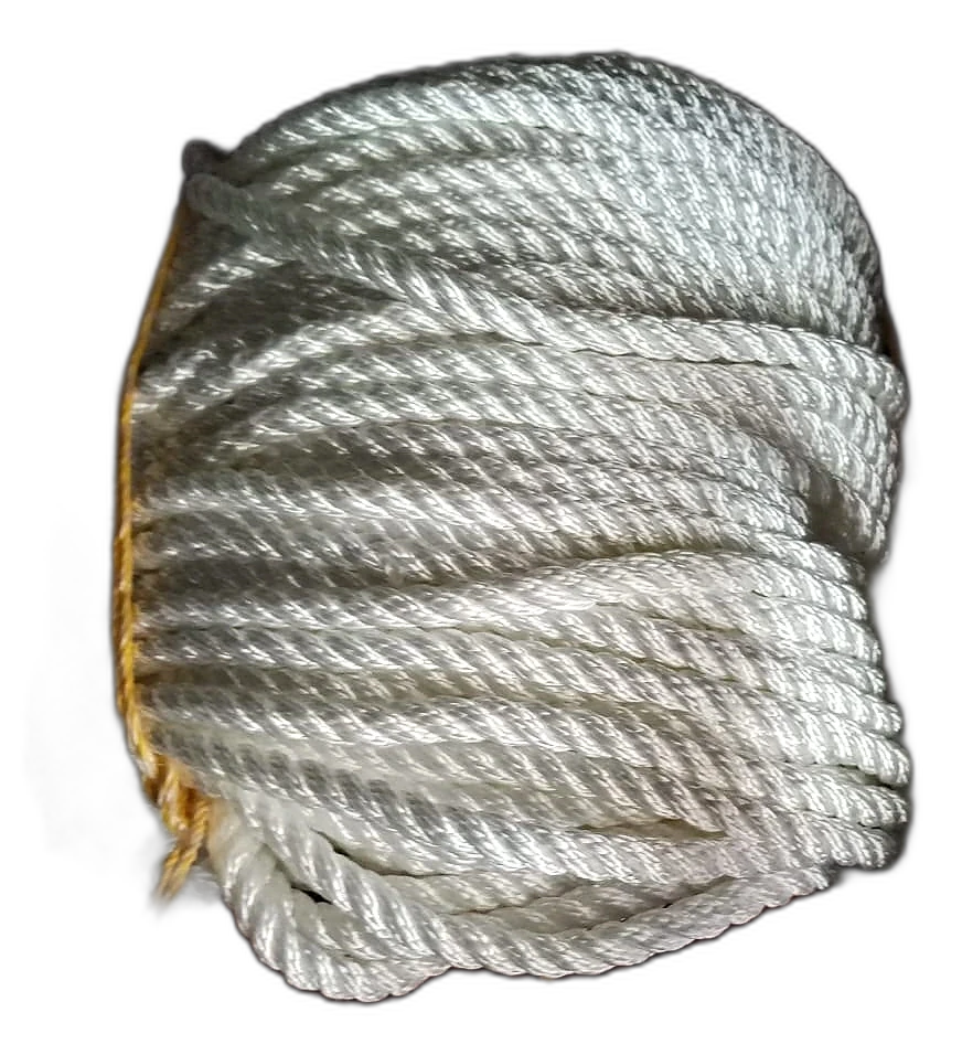 Nylon rope, 3-strand twisted, white