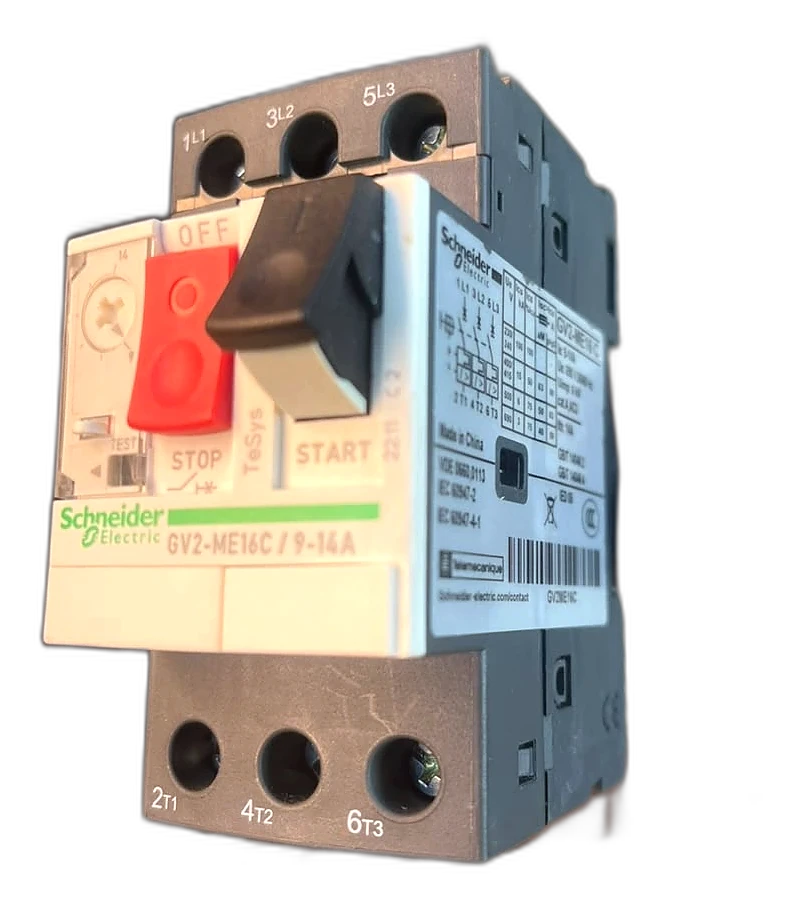 Schneider TeSys GV2ME16 thermal-magnetic motor circuit breaker, 9 to 14 A